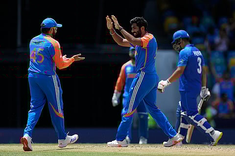 Jasprit Bumrah celebrates wicket of Hazratullah Zazai